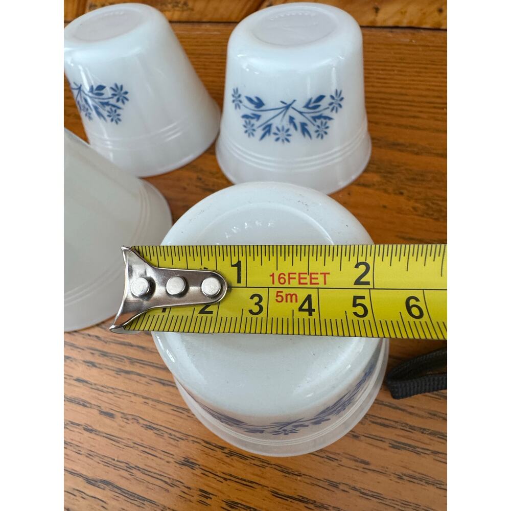 VTG Dynaware Milk Glass Blue Flower Custard Cups Set of 4 Ramekins Cornflower - Picture 8 of 12
